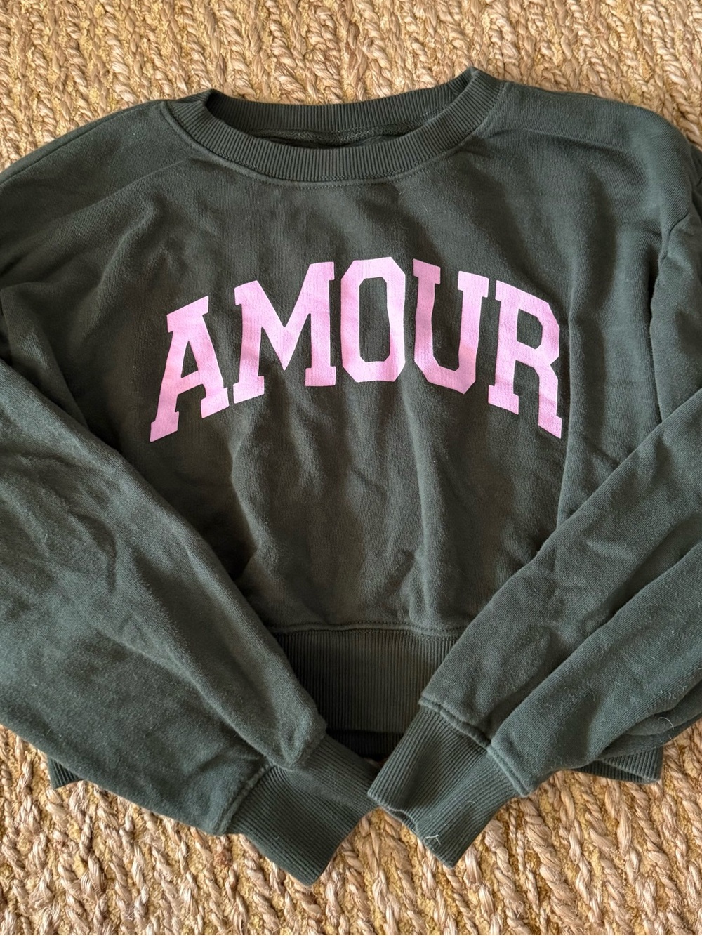 Chaser Girls Olive Green Amour Cropped Sweatshirt Size 14